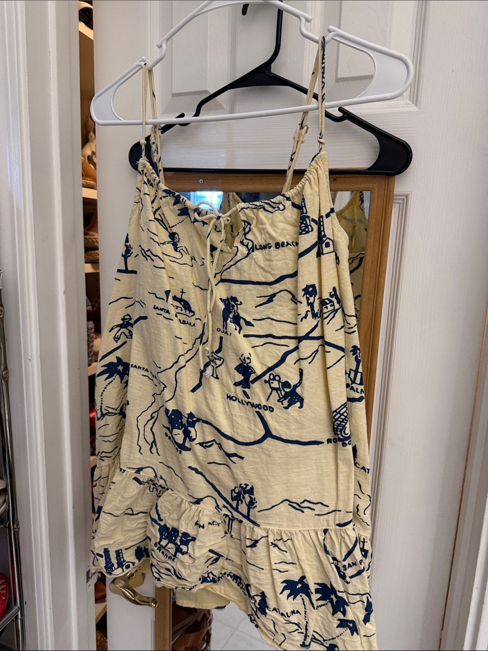 Urban Outfitters Cream & Navy Graphic Sundress mini dress